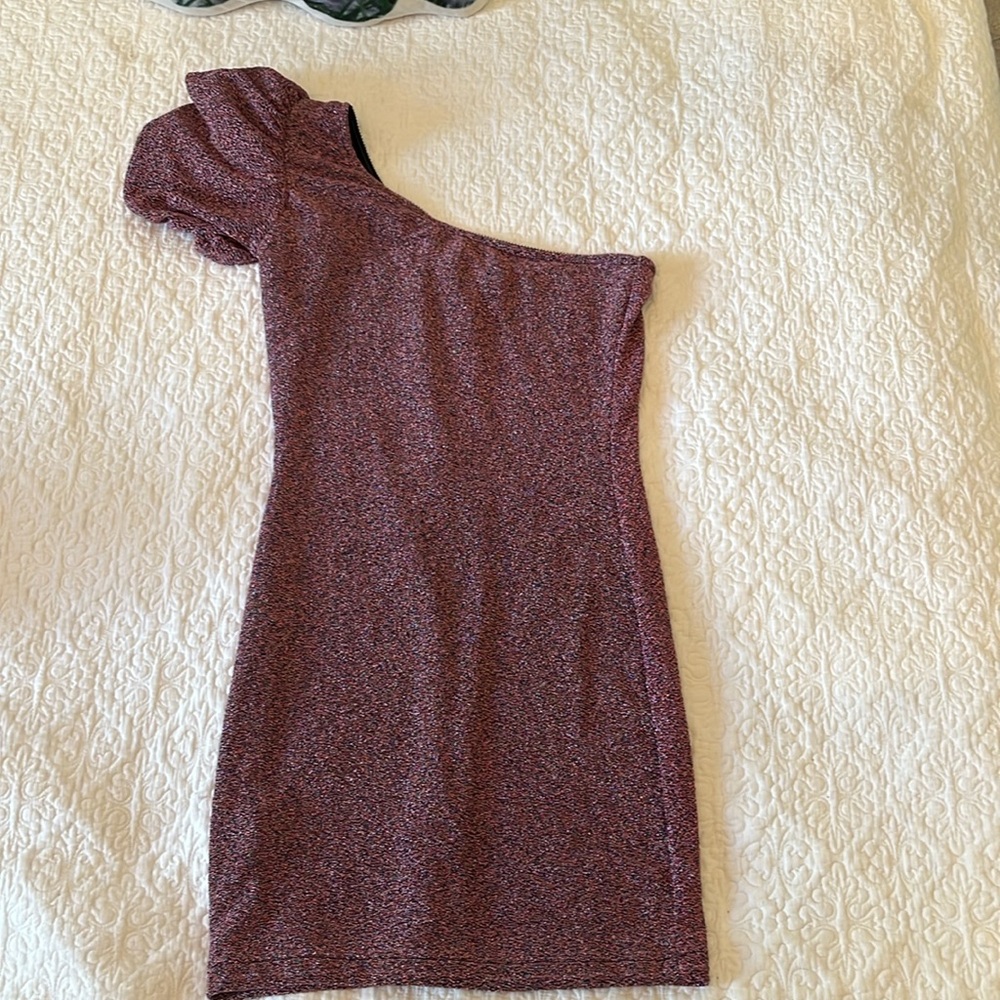 Mango Sparkly Pink One Shoulder Dress